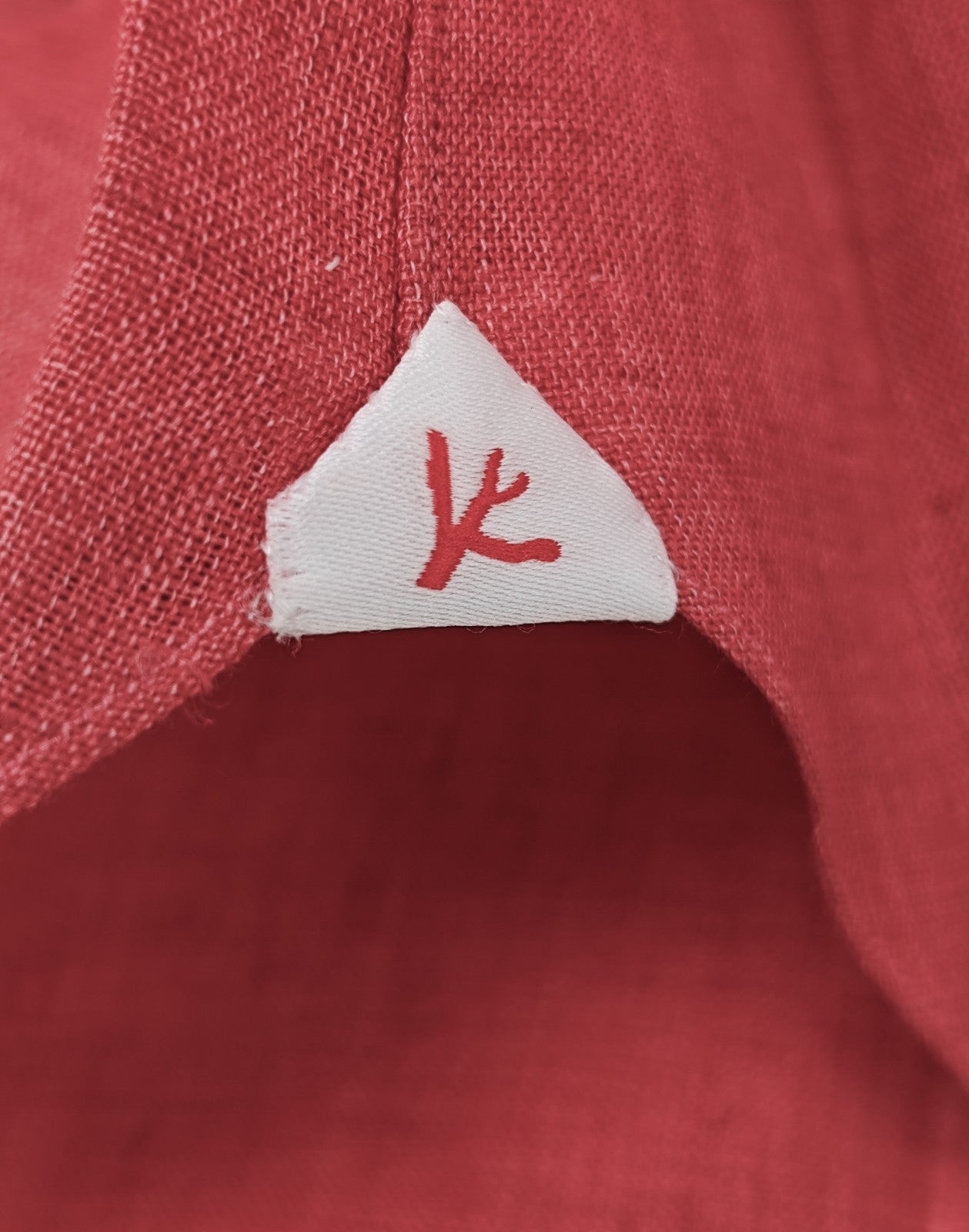 765$ ISAIA NAPOLI "Mix" Coral Red Dress Shirt Hand-Sewn 100% Linen 16.5 - 42