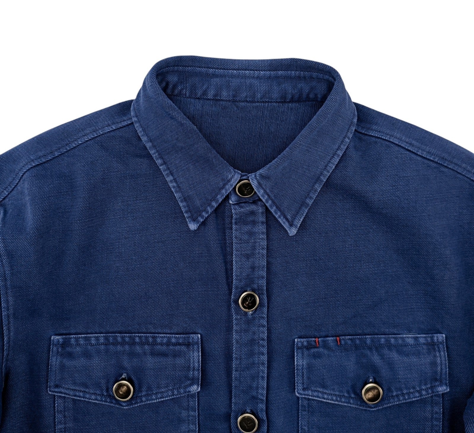$1450 ISAIA NAPOLI Blue Hand-Sewn Overshirt Jacket Denim Cotton  Size 2XL