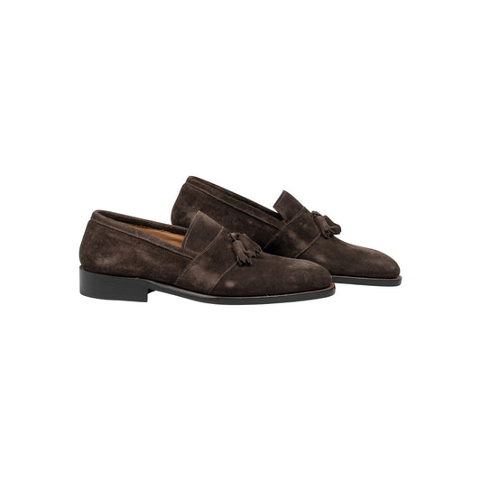 1100$ RUBINACCI LONDON HOUSE Tassel Loafers Shoes Goodyear Brown Suede