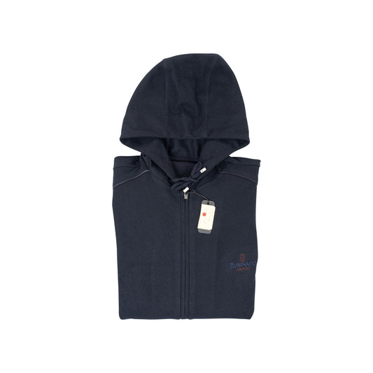 $2600 RUBINACCI Blue Hooded Tracksuit LORO PIANA Wool Cashmere + Leather Details