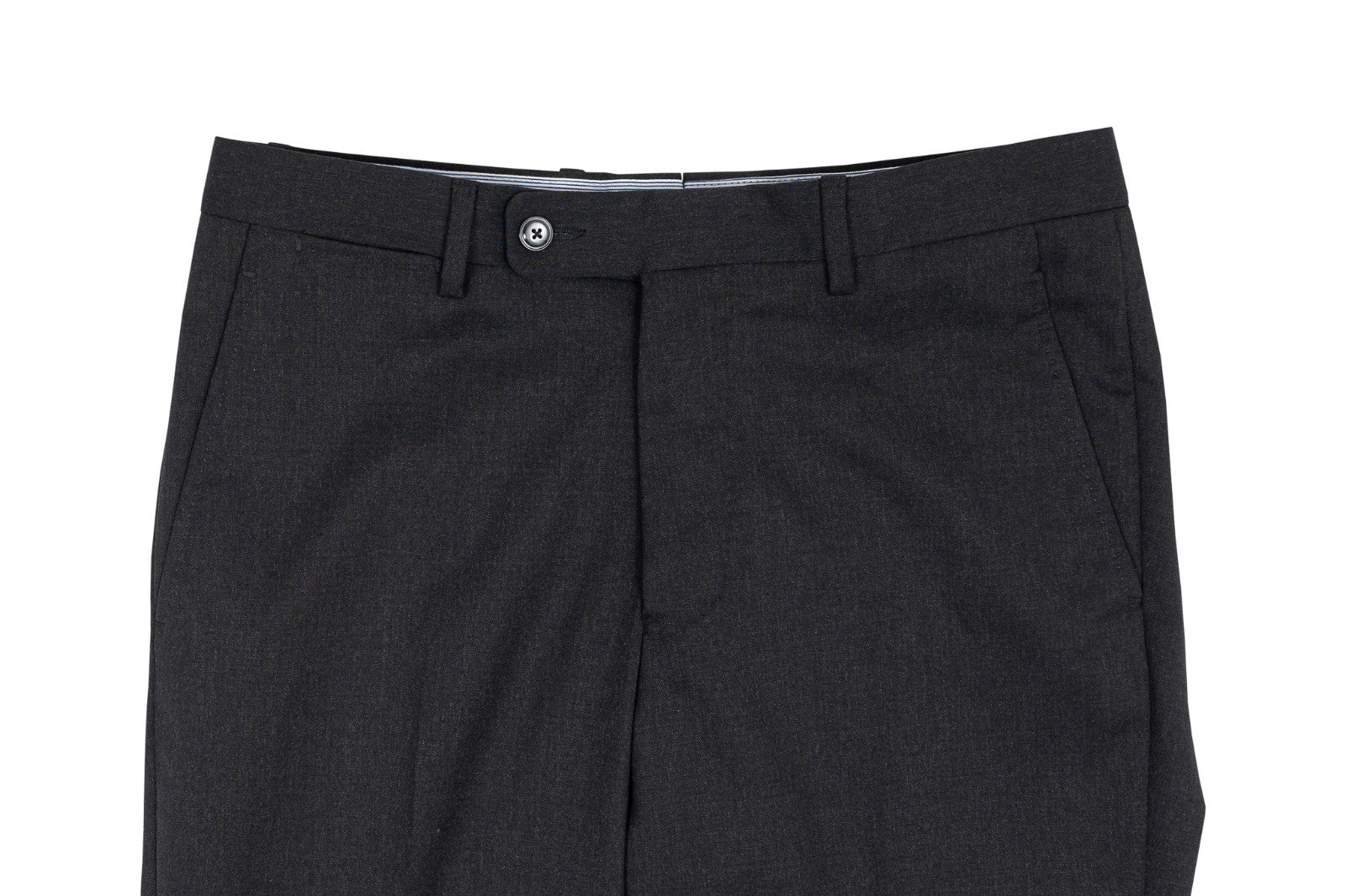 670$ RUBINACCI NAPOLI Dark Gray Worsted Wool 120's Dress Pant Handmade in Napoli