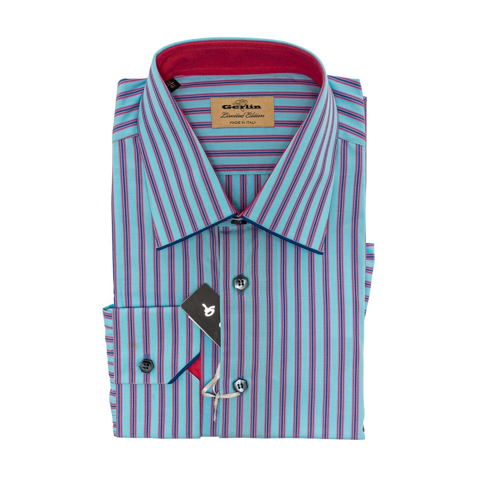 690$ LUXURY GERLIN Shirt Striped Tiffany Cotton 16 - 41 9G BIJAN