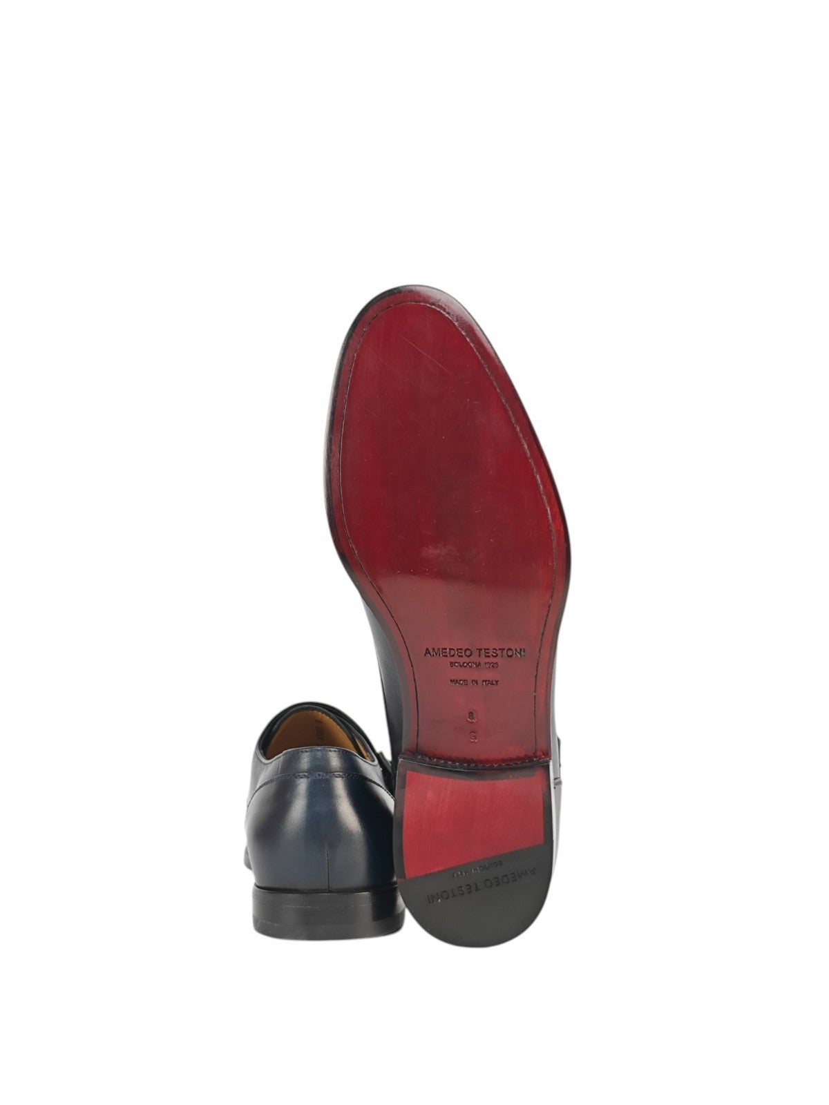 1250$ TESTONI Camogli Double Monk Shoes Woven Antique Calf Navy 8 UK 9 US 42 IT