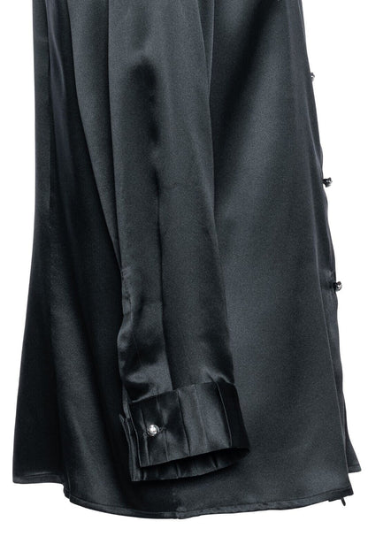 1600$ LUXURY ITALO FERRETTI Shirt Women Black 100% Silk COMO Size M BIJAN