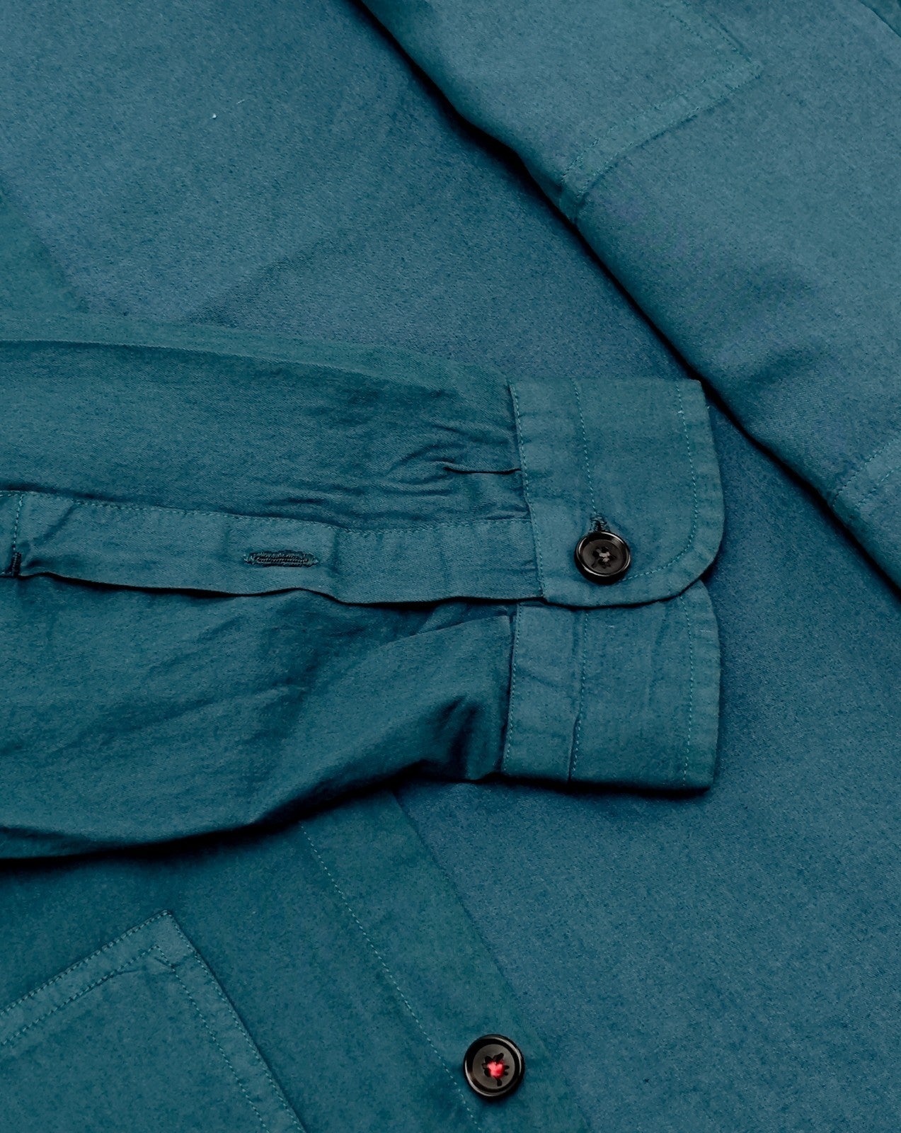 $1250 ISAIA NAPOLI Green Petroleum Hand-Sewn Overshirt Jacket Cotton - Silk