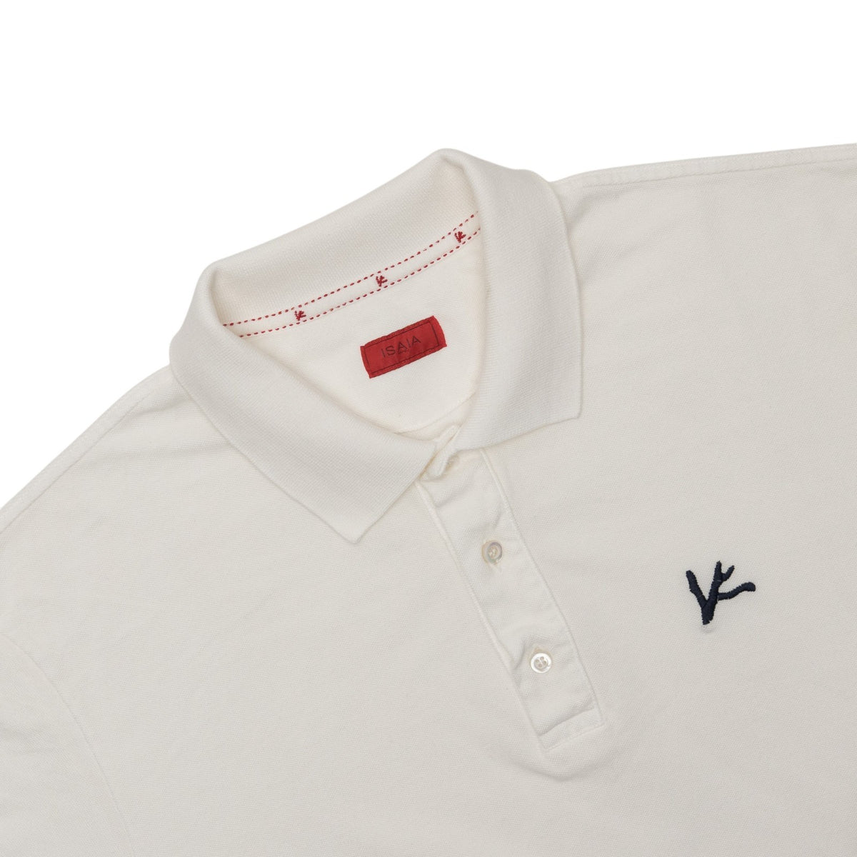 550$ ISAIA NAPOLI White Short Sleeve Polo 100% Cotton Size L - Made in Italy