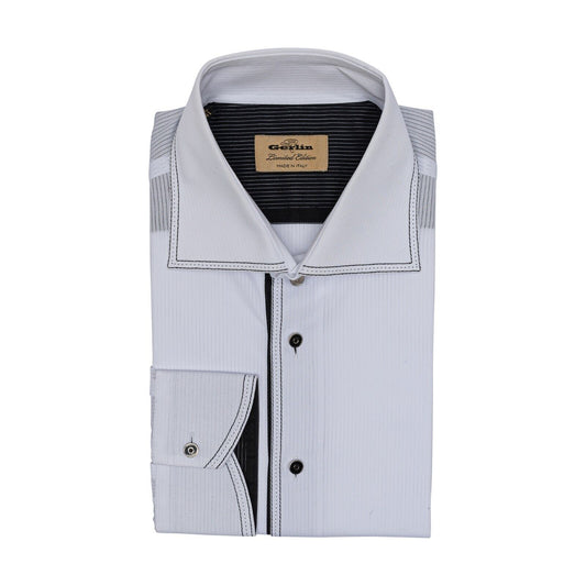 690$ LUXURY GERLIN Shirt White ALUMO Jacquard Cotton 16 - 41  4AF BIJAN