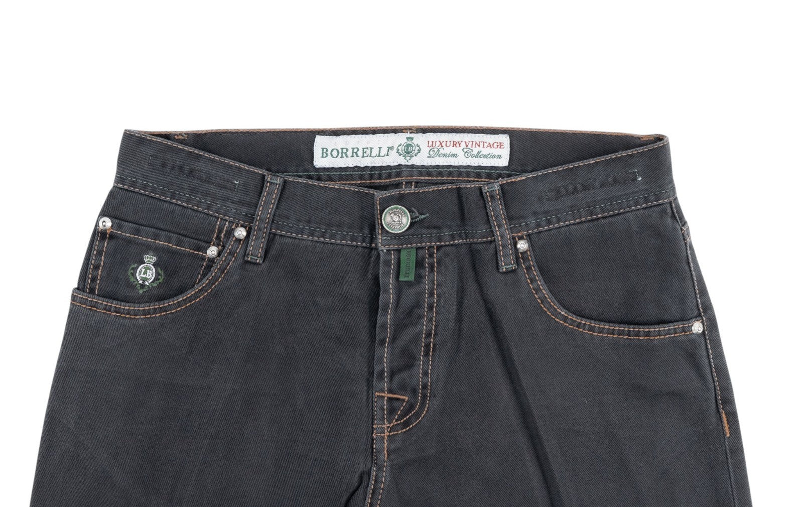 415$ LUIGI BORRELLI NAPOLI Gray Wash Denim Jeans Pant Twill Cotton
