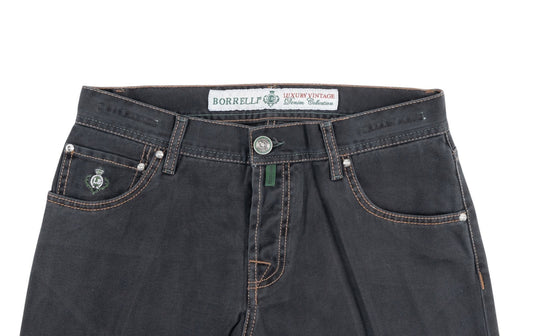 415$ LUIGI BORRELLI NAPOLI Gray Wash Denim Jeans Pant Twill Cotton