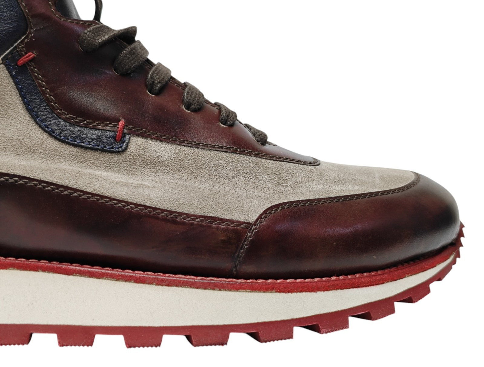 1200$ TESTONI "Piuma" Sport Mid Cut Sneaker Suede + Calf  8 UK / 9  US / 42 IT