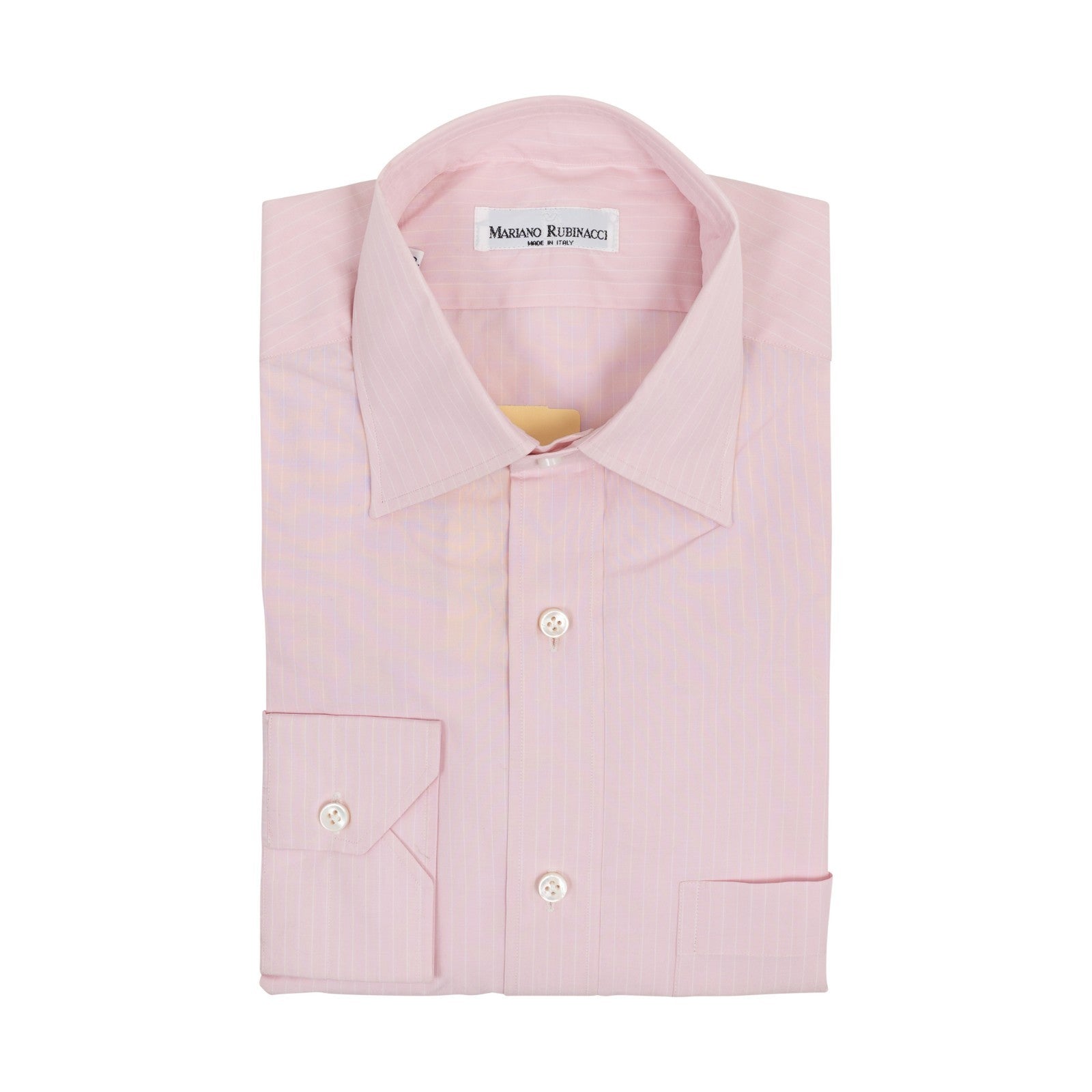 520$ RUBINACCI NAPOLI Pink Striped Pocket Dress Shirt Cotton Classic Fit  9P