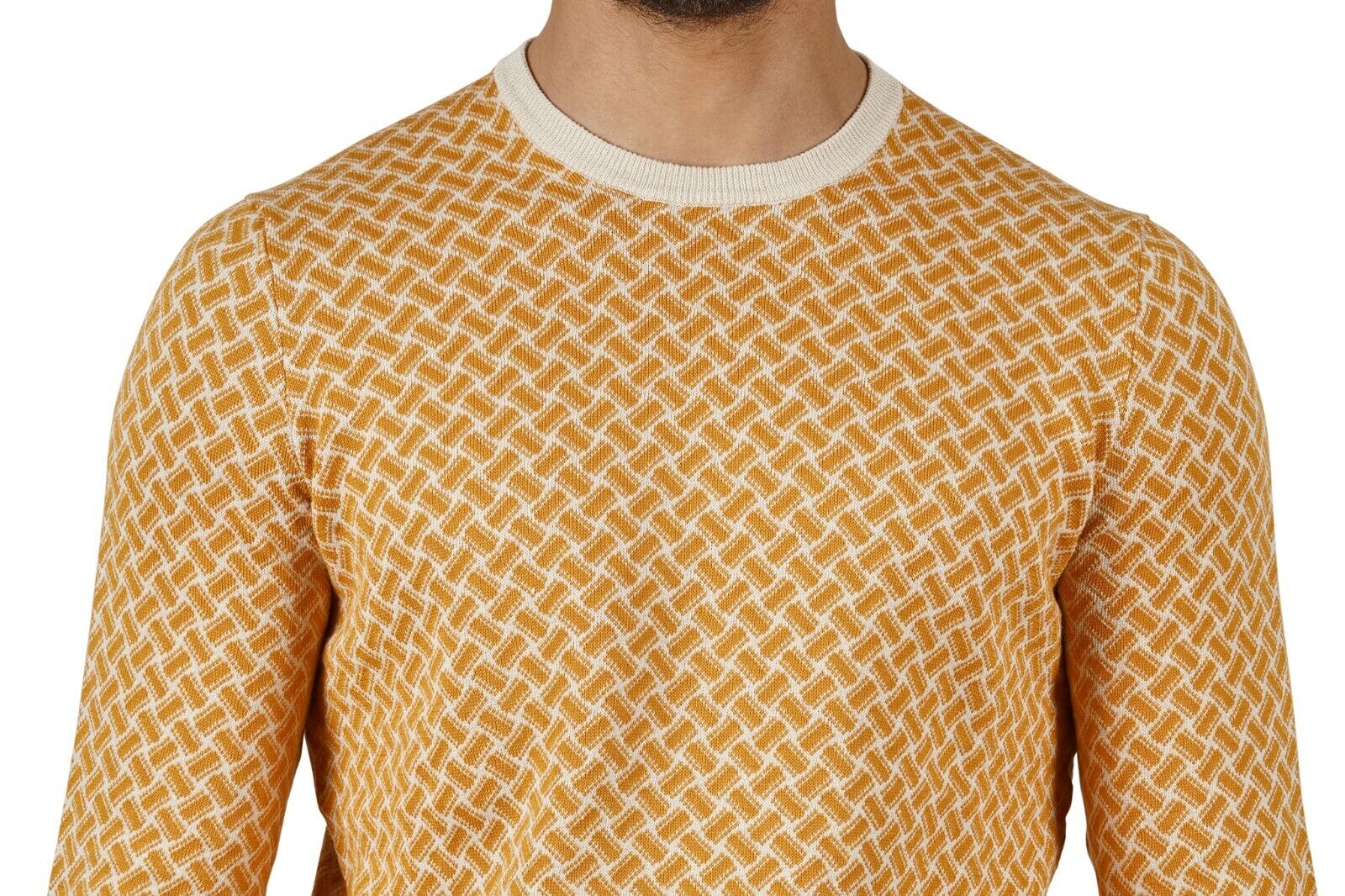 270$ Italian Luxury DRUMOHR Summer Sweater Cotton & Linen "Razor Blade" Orange