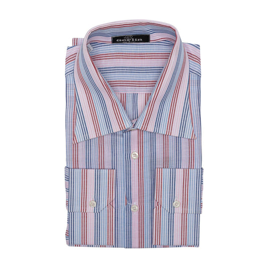 690$ ITALIAN LUXURY GERLIN Shirt Striped Cotton & Linen 16 - 41  3Z ZILLI