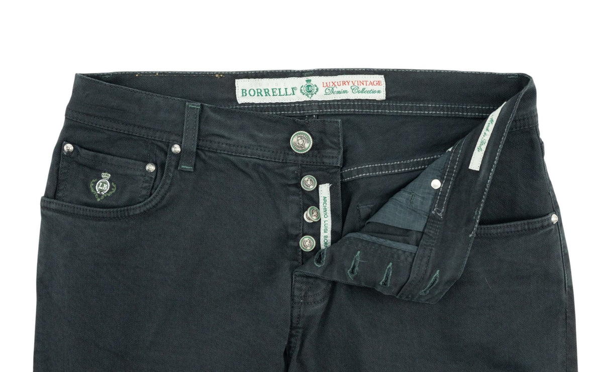 415$ LUIGI BORRELLI NAPOLI Dark Blue Denim Jeans Pant Cotton 35 US / 51 EU