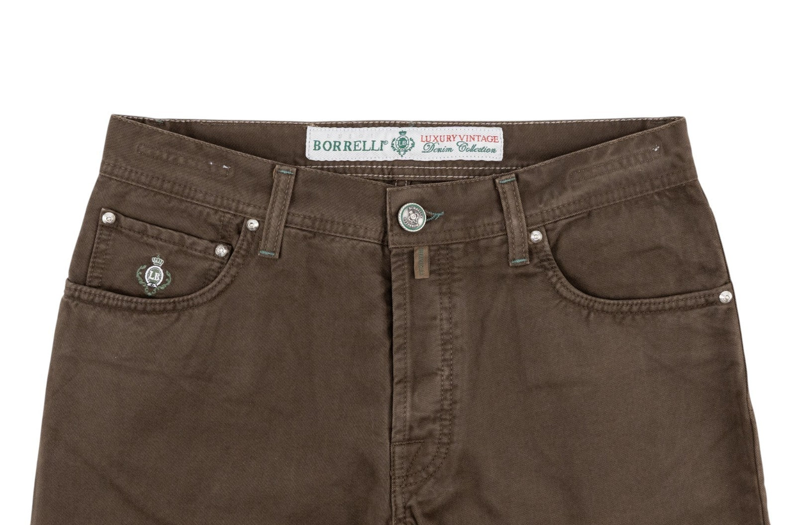 415$ LUIGI BORRELLI NAPOLI Brown Denim Jeans Pant Cotton 34 US / 50 EU - Regular