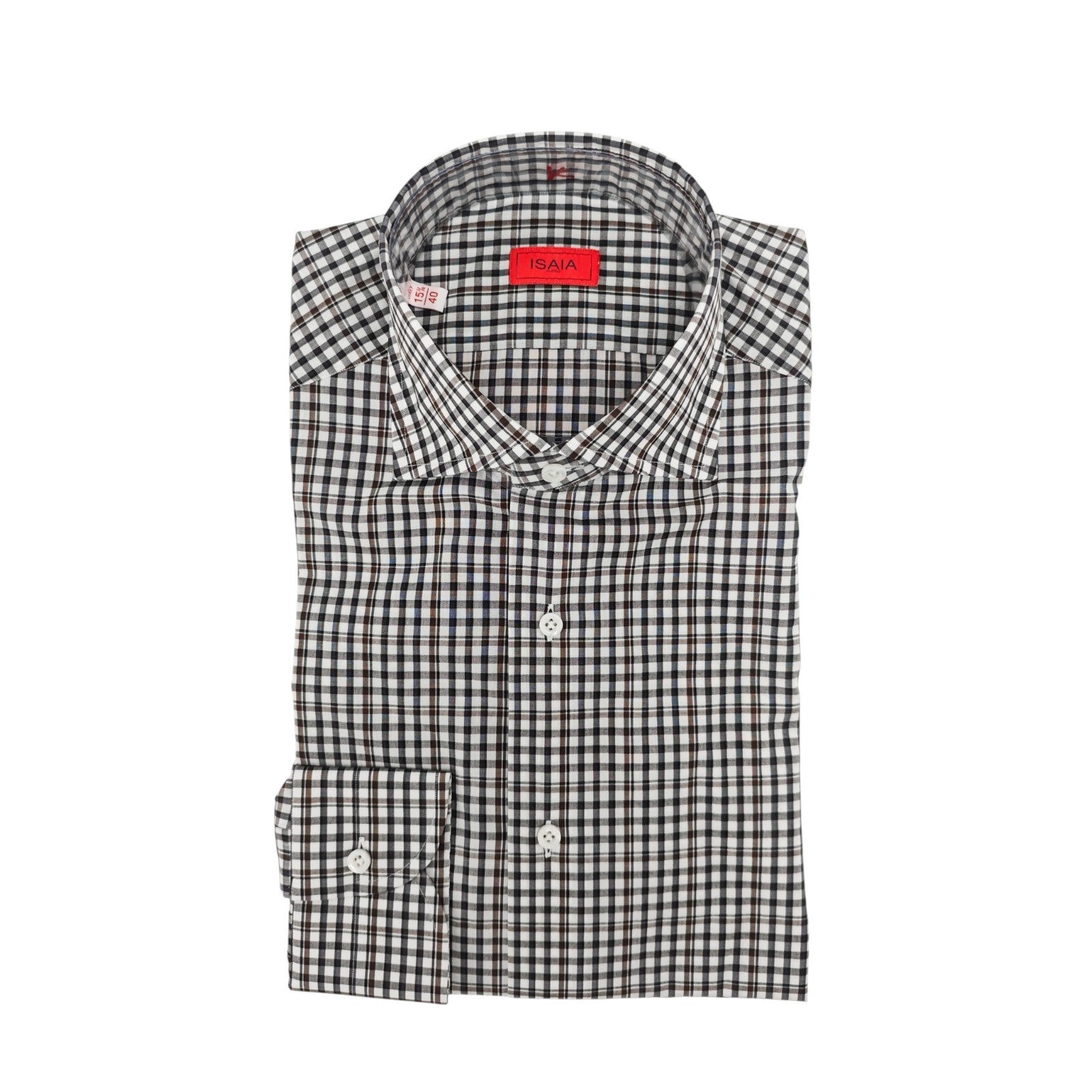 730$ ISAIA "Milano" Dress Shirt Checks Hand-Sewn Fine Cotton 15.75 - 40