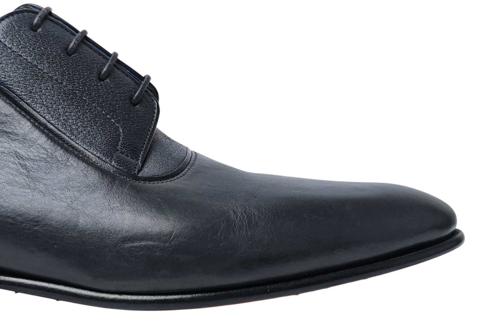 1200$ TESTONI Derby Shoes Soft Calf / Mini Karibu Blue 8 UK / 9 US / 42 IT