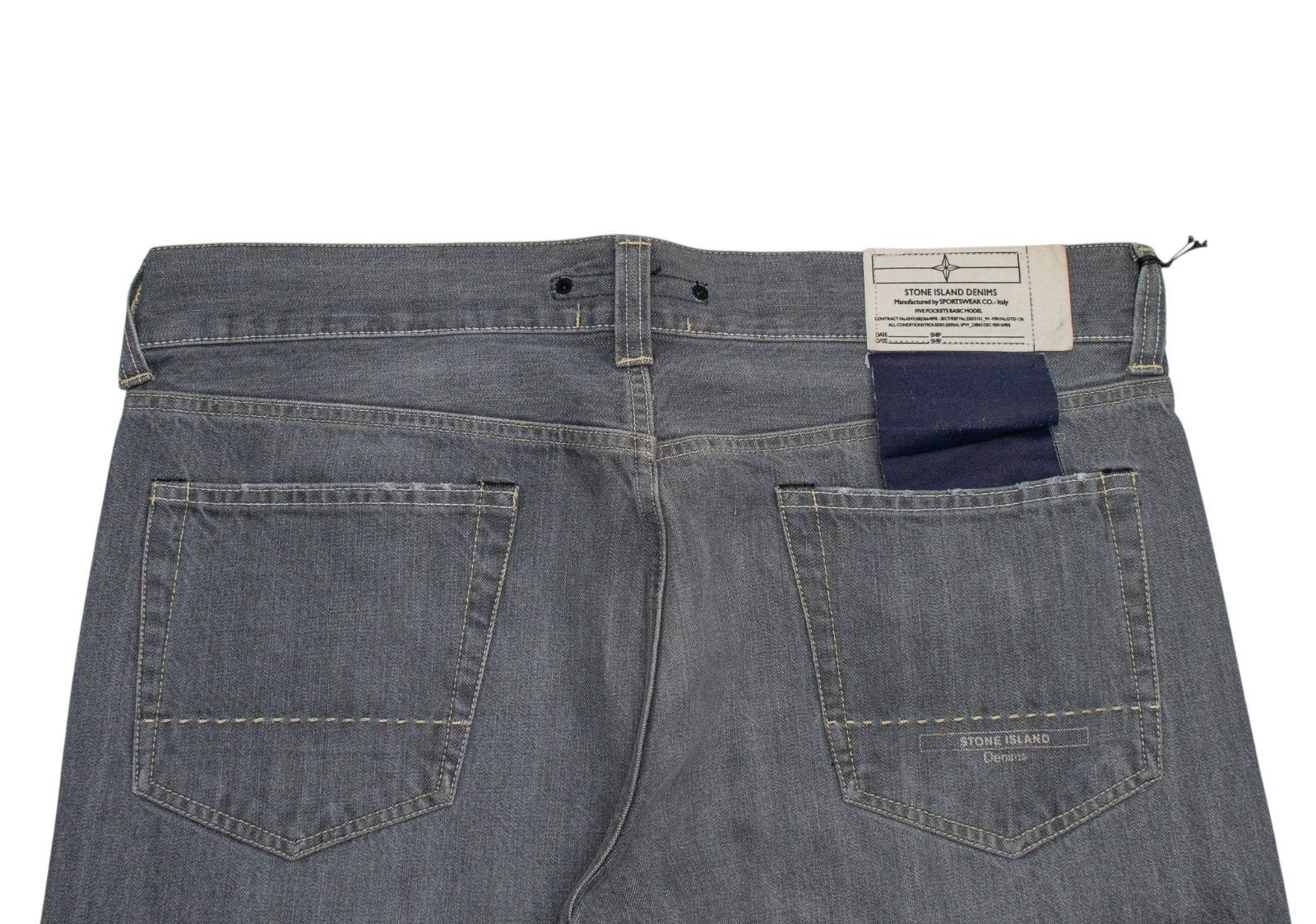 405$ STONE ISLAND Gray Jeans Pant 100% Denim Cotton Straight Fit 36 US / 52 EU