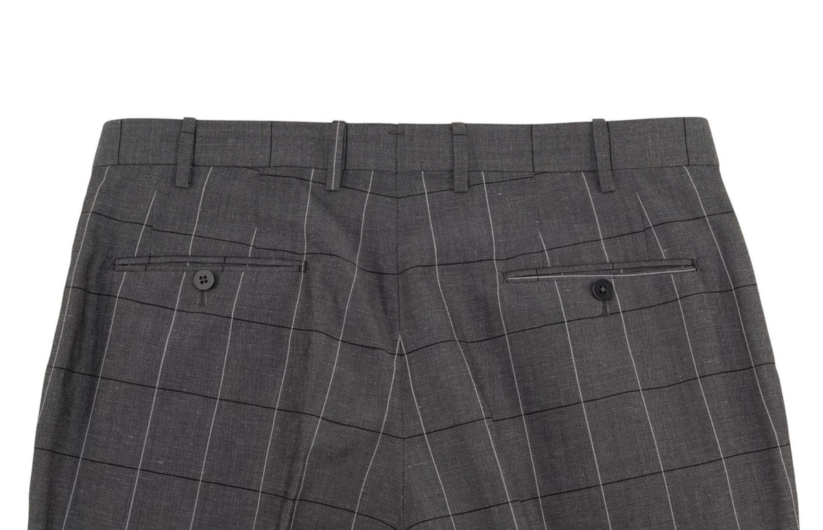 $6400 ISAIA NAPOLI "Domenico" Gray Hand-Sewn Suit Wool - Linen  42 US / 52 EU 7R