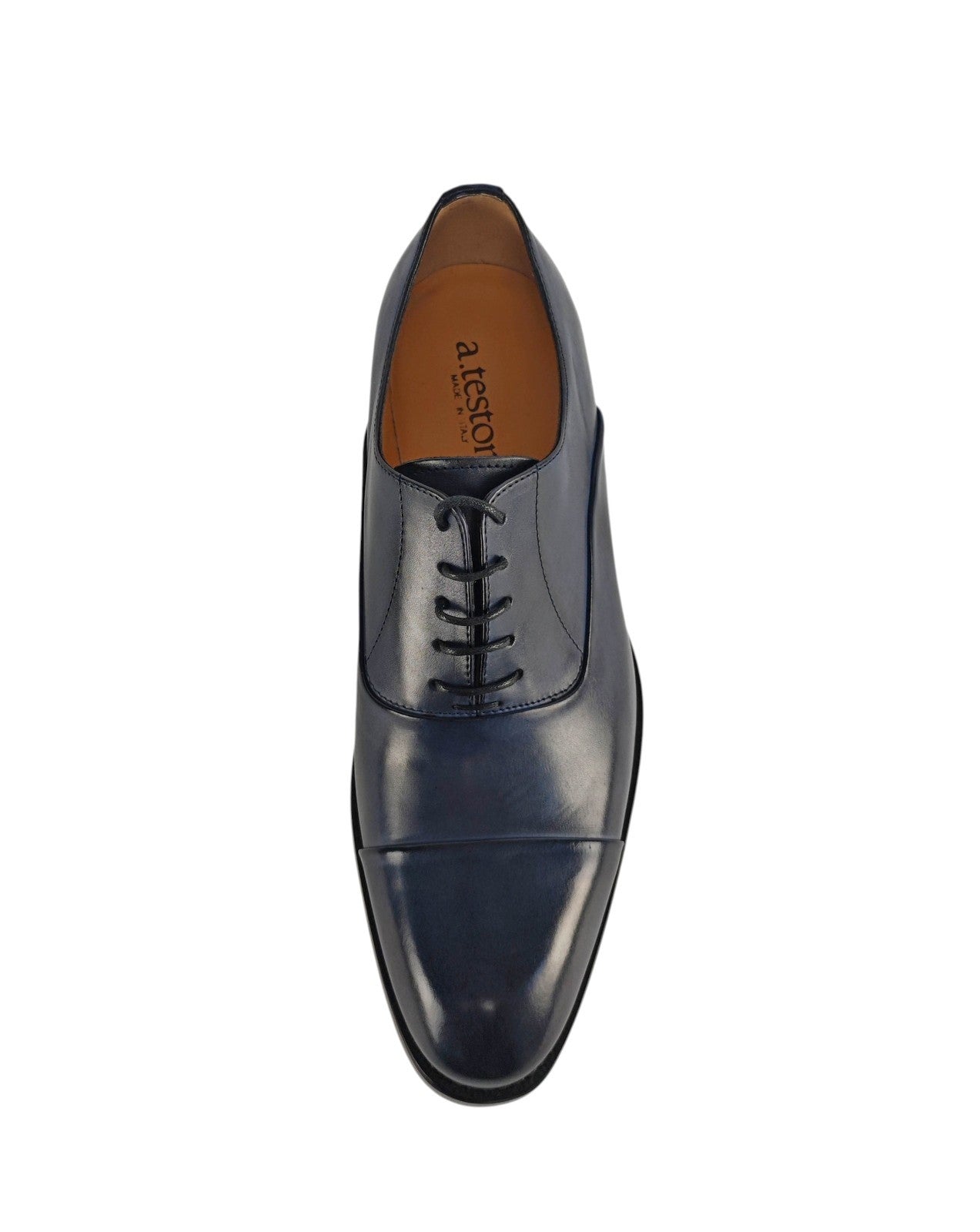 1050$ TESTONI 1929 Oxford Shoes Burnished Calf Indigo 8 UK / 9 US / 42 IT
