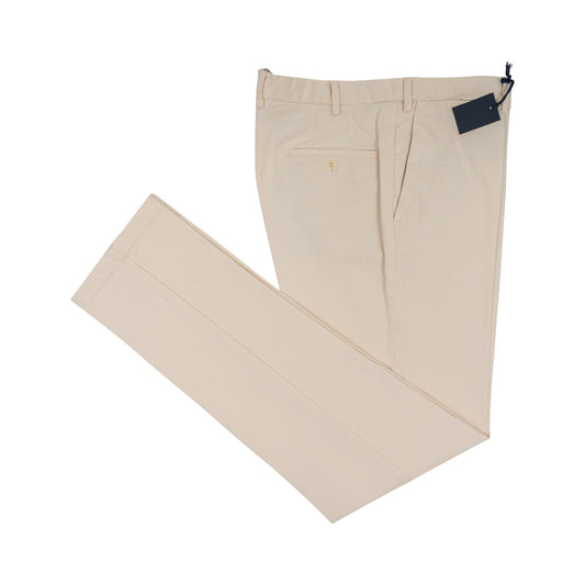 550$ RUBINACCI NAPOLI Ivory Gabardine Cotton Pant  40 US / 56 EU Made in Napoli