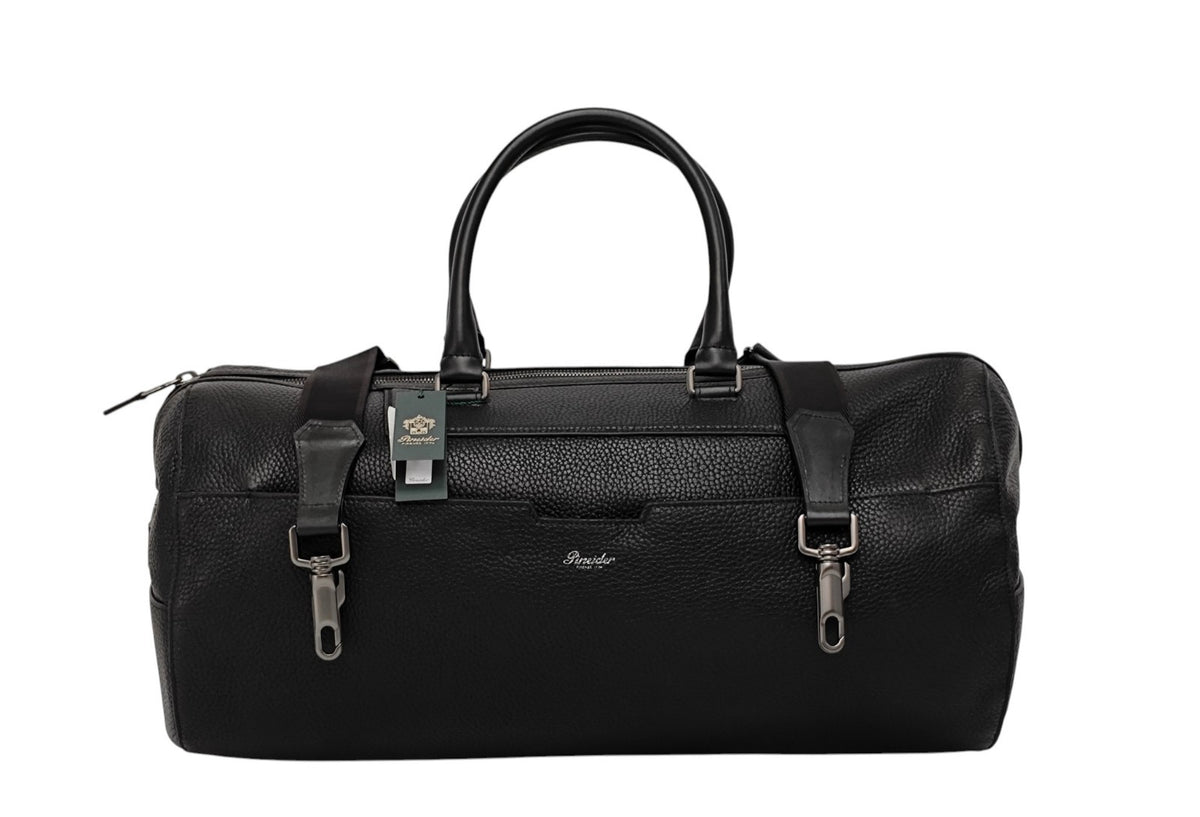 1950$ PINEIDER FIRENZE "Bottolato" Grain Calf Shoulder Travel Duffle Bag Black