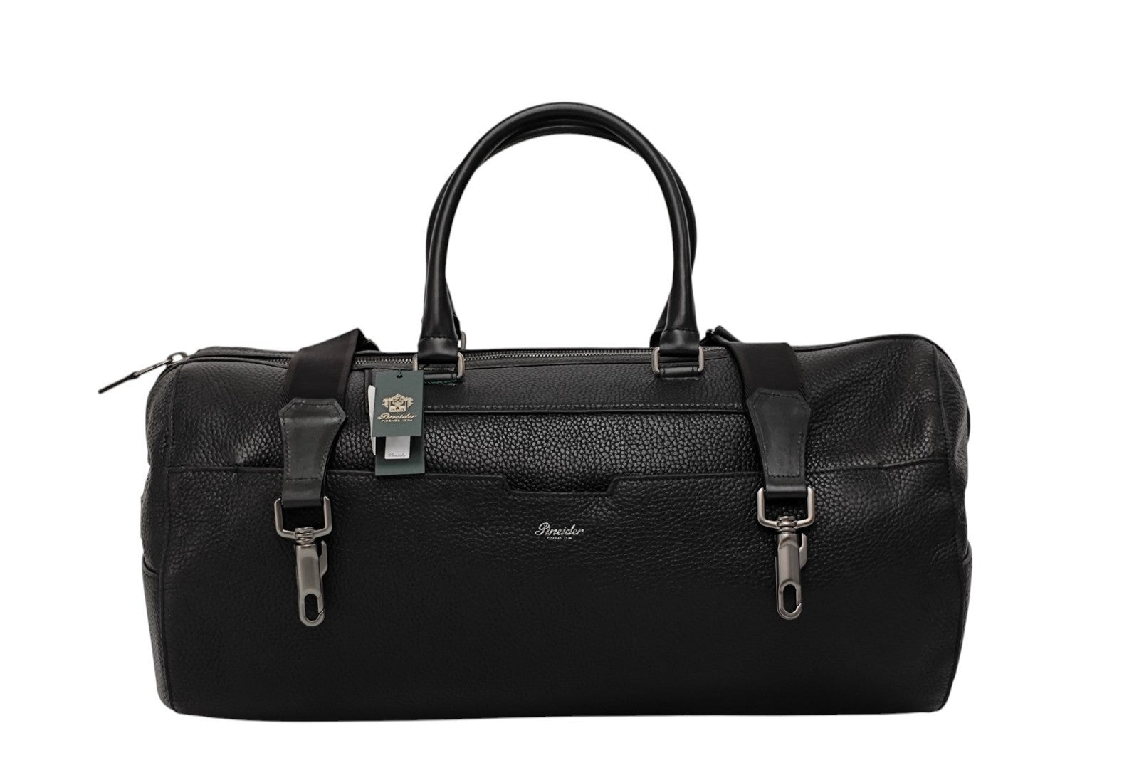 1950$ PINEIDER FIRENZE "Bottolato" Grain Calf Shoulder Travel Duffle Bag Black