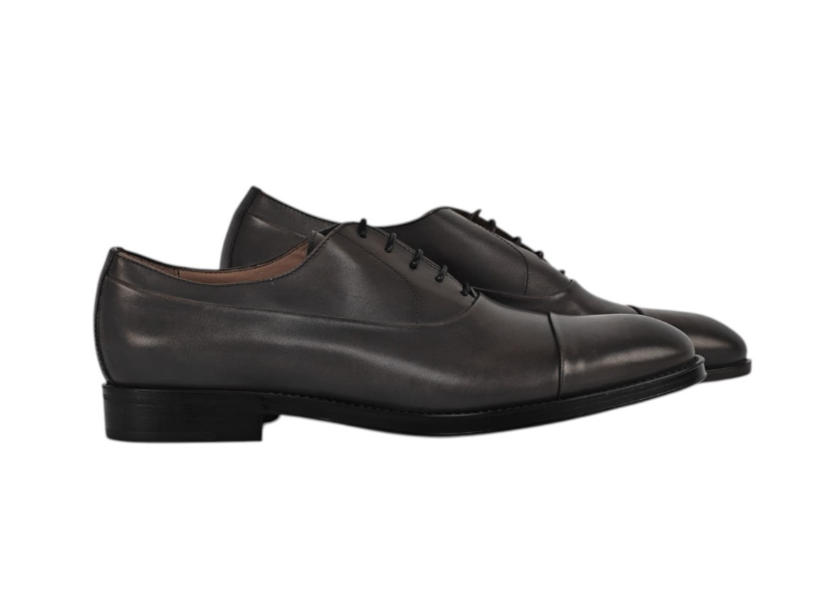 1100$ TESTONI Bologna  "Salerno" Oxford Shoes Vintage Calf Taupe 8 UK 9 US 42 IT