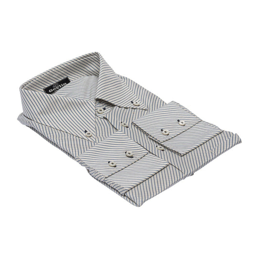1400$ LUXURY GERLIN Shirt ivory Striped 100% Silk 16 - 41 2H BIJAN