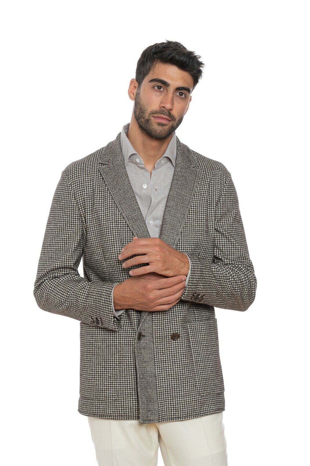 $2280 BELVEST Double Breasted Jacket Brown Wool Houndstooth 40 US / 50 EU 8R
