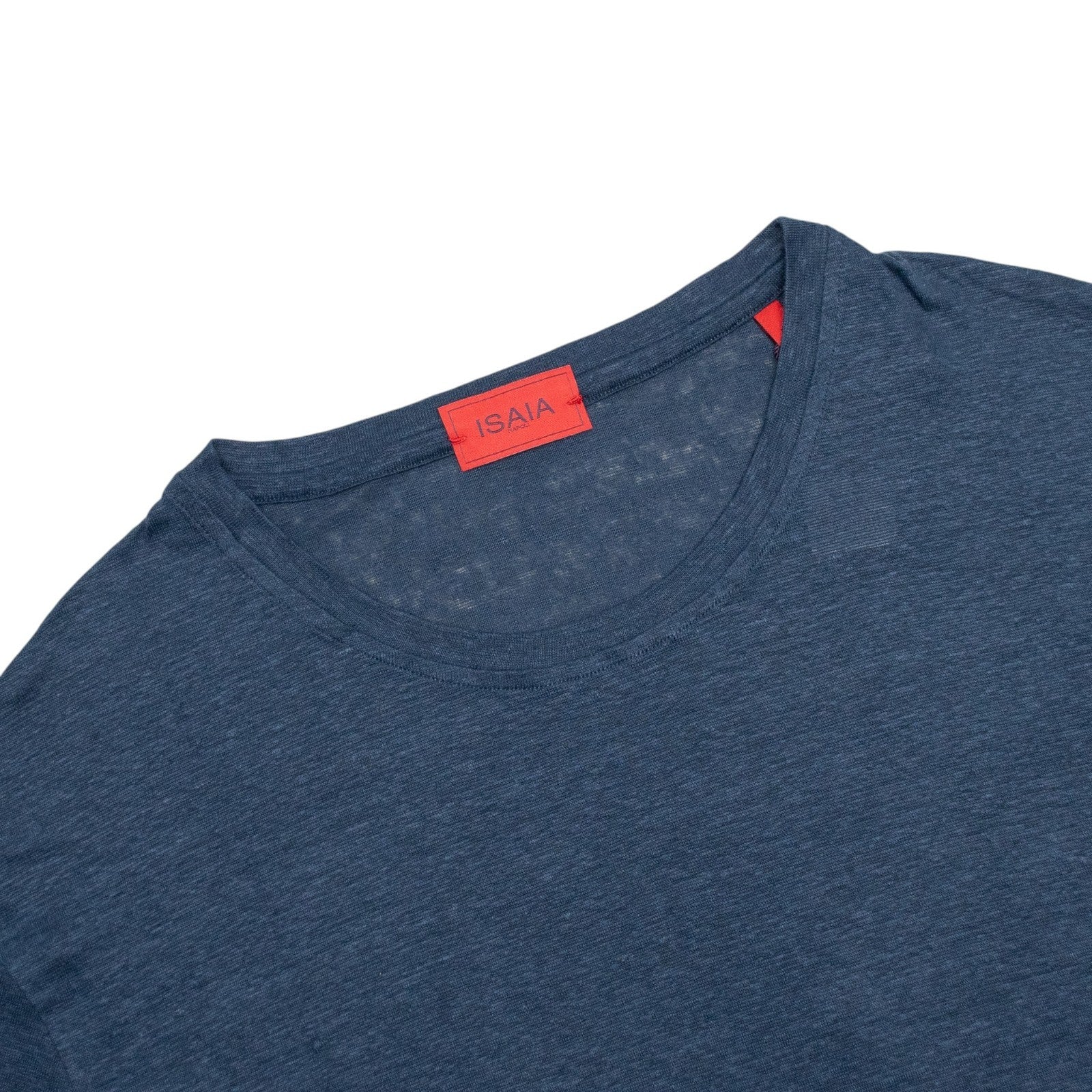 850$ ISAIA NAPOLI Dark Blue T-Shirt Short Sleeve 100% Linen - Made in Italy