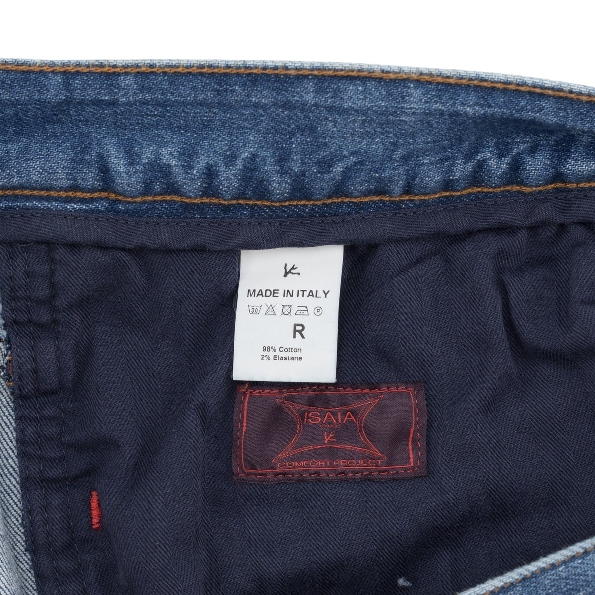 715$ ISAIA NAPOLI Blue Denim Jeans 5 Pocket Pant Cotton Regular Fit