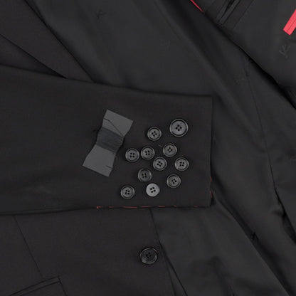 $7120 ISAIA "Gregorio" Black Suit Hand-Sewn Wool Aquaspider Water Repellent