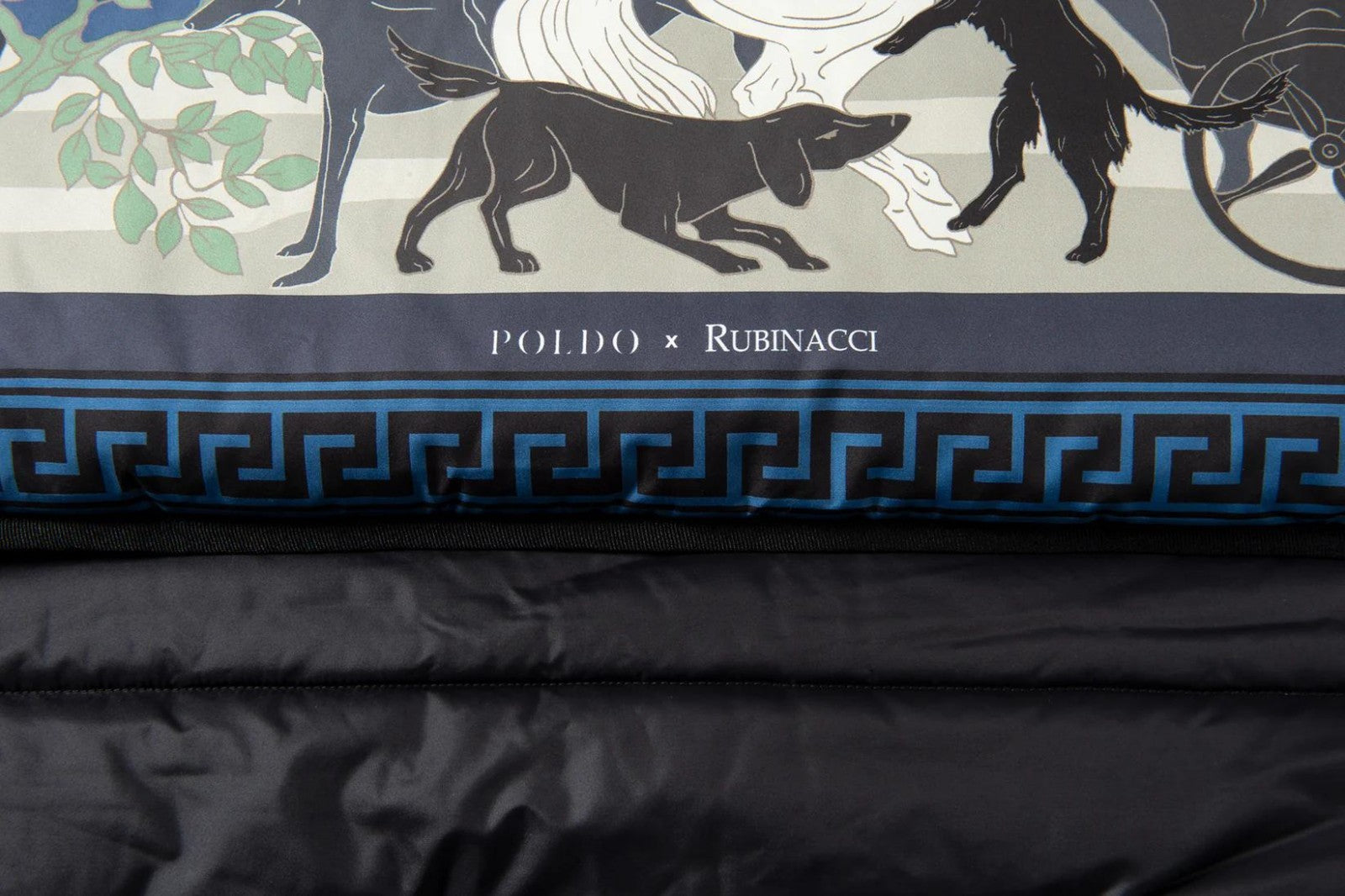 500$ POLDO X RUBINACCI NAPOLI PORTABLE BED Blue Teddy Fleece "La Greca" 70x50cm