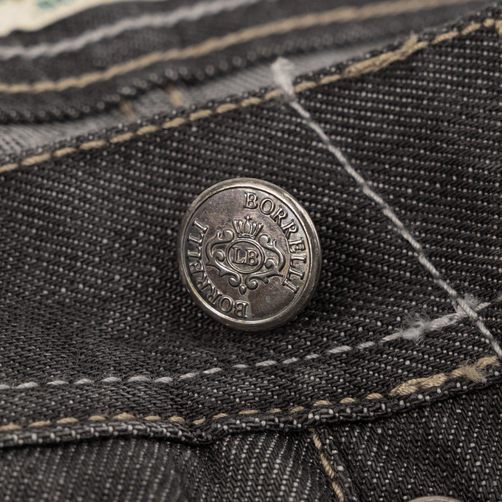 415$ LUIGI BORRELLI NAPOLI Gray Denim Jeans Pant Raw Cotton 36 US / 52 EU