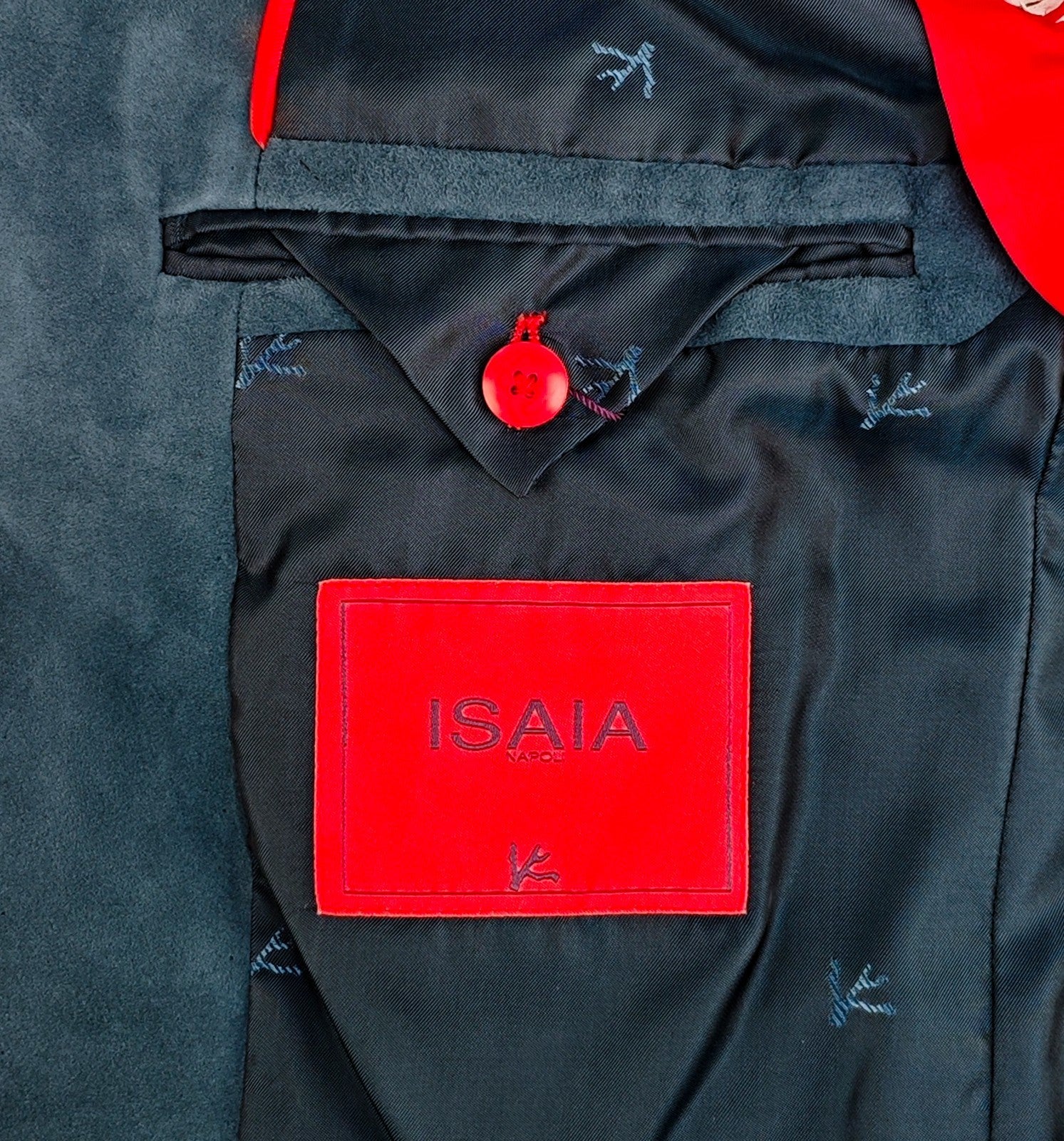 7100$ ISAIA Blue Jacket Sport Coat 100% Suede Lambskin Leather 38 US / 48 EU