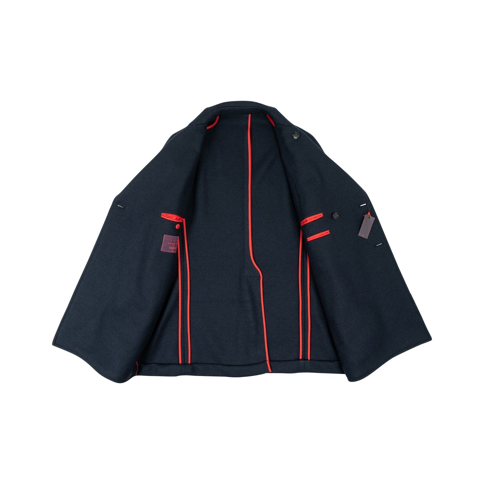 4600$ ISAIA "Made to Measure" Blue Navy Coat Peacoat Wool 50 US / 60 EU