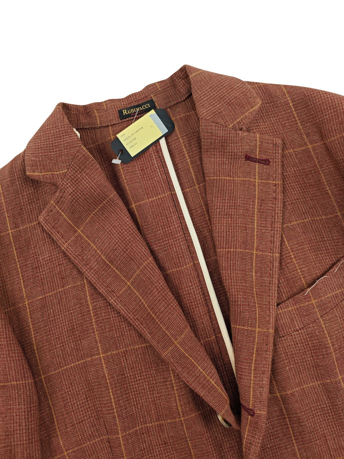 $1750 RUBINACCI NAPOLI Rust Unlined Jacket Sport Coat 100% Linen 40 US / 50 EU
