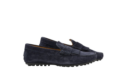 1200$ TESTONI "Portocervo" Driver Loafer Shoes Suede Calf Navy 8 UK 9 US / 42 IT