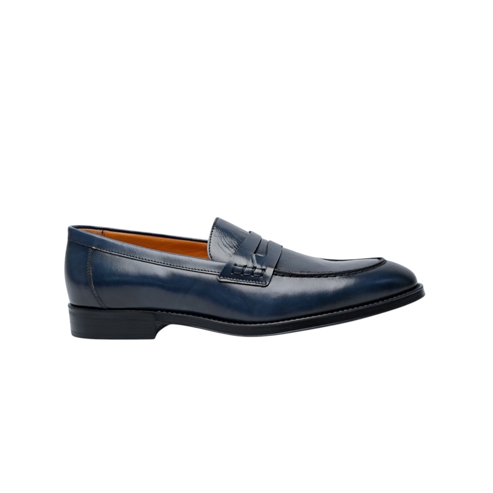 1250$ TESTONI "Salerno" Loafer Shoes Burnished Calf Blue 8 UK / 9 US / 42 IT