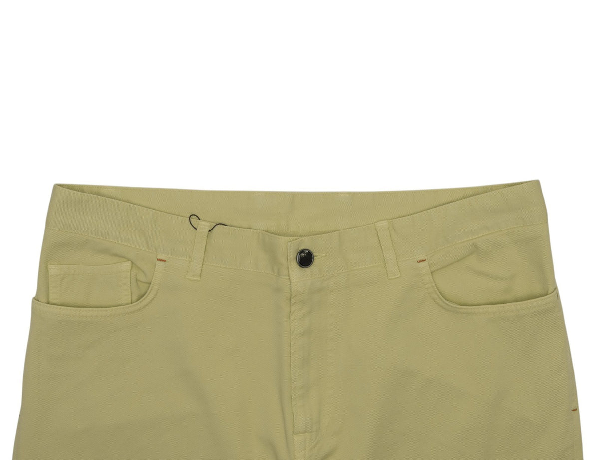 690$ ISAIA NAPOLI Yellow 5 Pocket Pant Twill Cotton Regular Fit 38 US / 54 EU