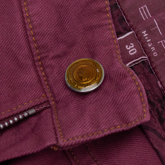 850$ ETRO MILANO Washed Wine Cotton Denim Regular Slim Straight - Made in Italy
