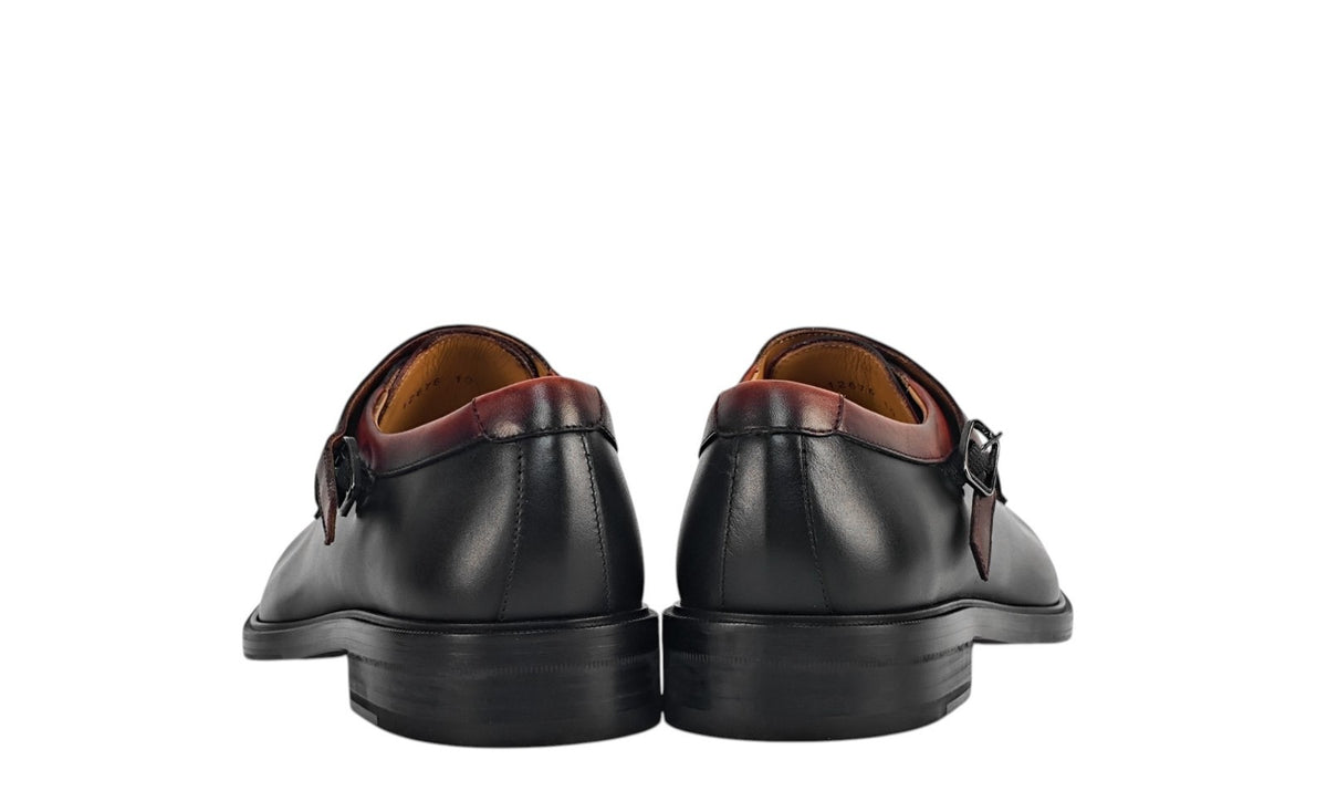 1350$ TESTONI Bolognese Goodyear Monk Shoes Black Calf 10 UK / 11 US / 44 IT