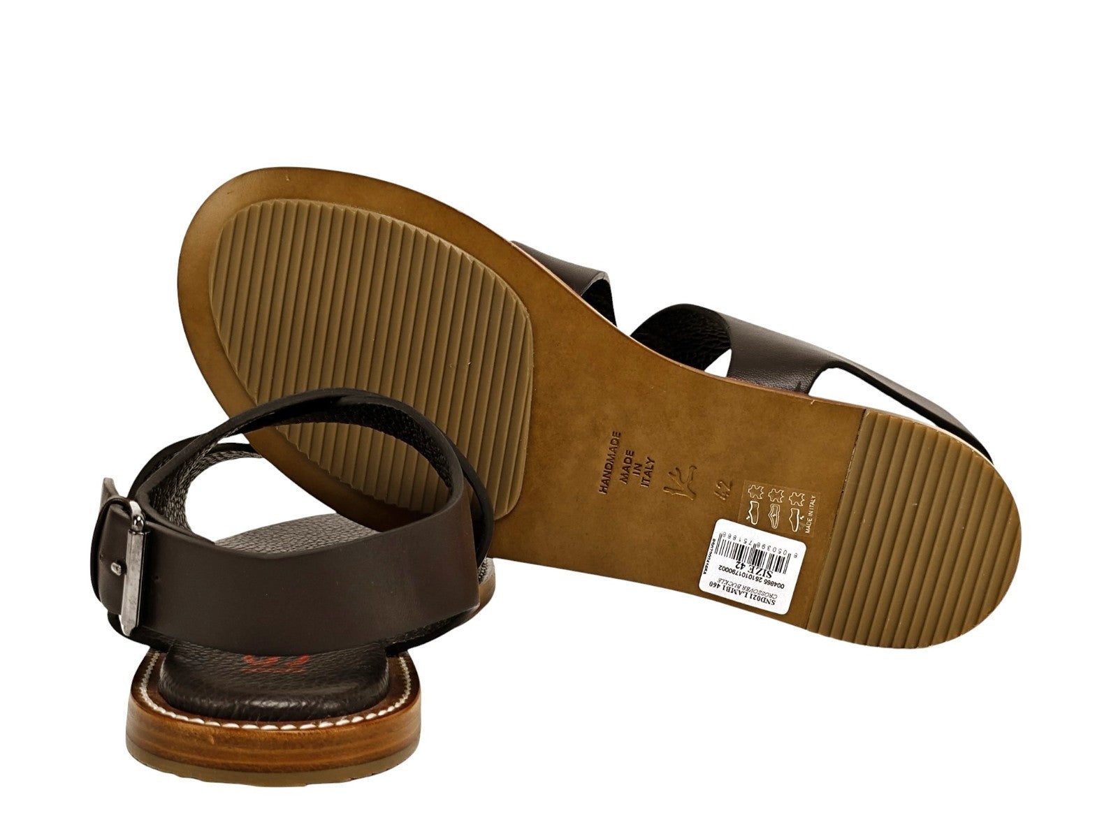 1100$ ISAIA NAPOLI Sandal Shoes Crossover Leather Handmade 8 UK - 9 US - 42 IT