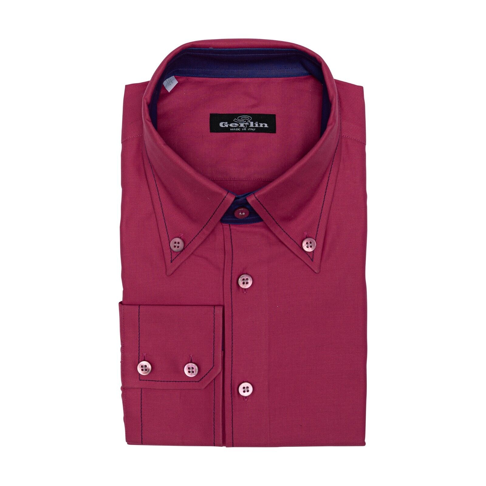 690$ LUXURY GERLIN Shirt Cotton Dark Pink Point Collar 16 - 41 5A BIJAN