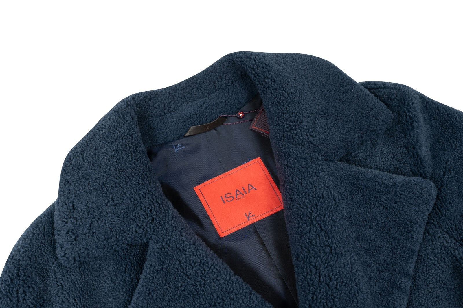 7800$ ISAIA NAPOLI Blue Shearling Peacoat Coat 100% Lambskin Fur 38 US 48 EU