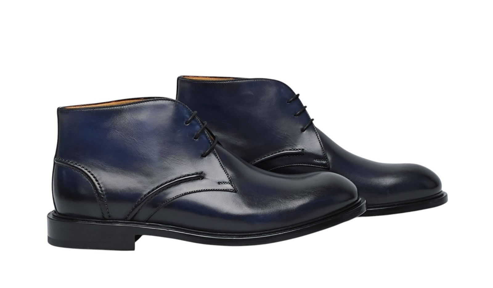 1350$ TESTONI "Alba" Desert Boot Antique Calf Blue 8 UK / 9 US / 42 IT