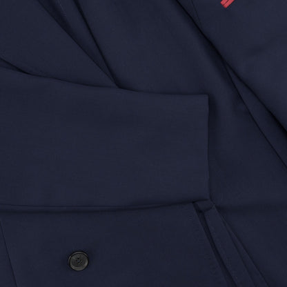 7100$ ISAIA "Portofino" Blue Navy Double Breasted Overcoat Coat Wool 38 US 48 IT