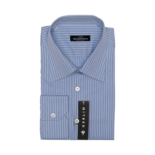 690$ LUXURY GERLIN Shirt Striped Blue ALUMO Cotton 16 - 41 4N BIJAN