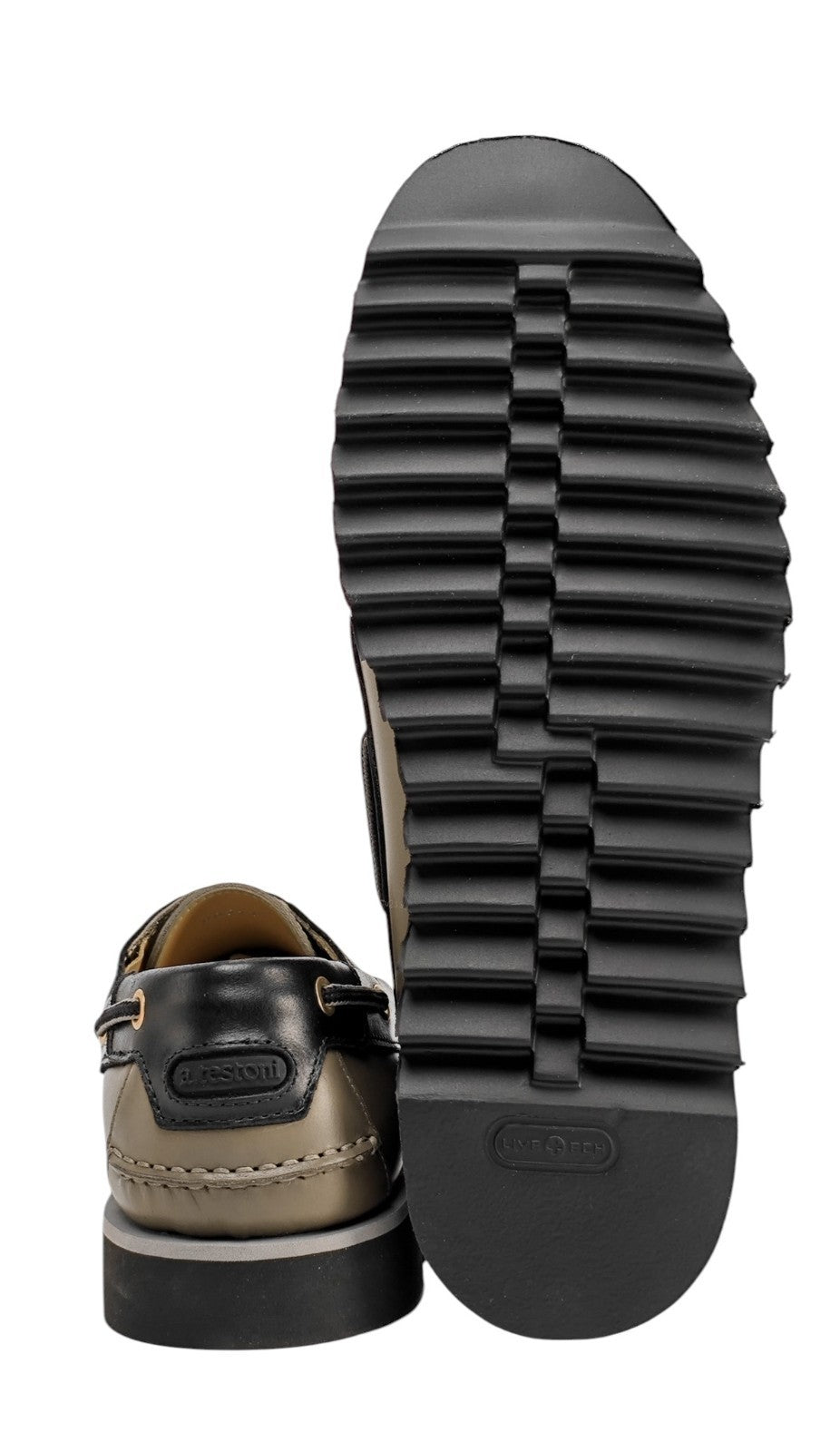 900$ TESTONI Boat Loafer Shoes Calf Mud / Black 8 UK / 9 US / 42 IT